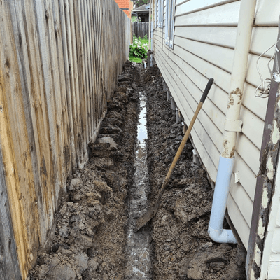 stormwater drainage pipe trench in Altona